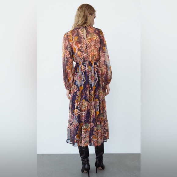 ZARA Boho Paisley Midi Dress – Size S - Picture 2 of 13